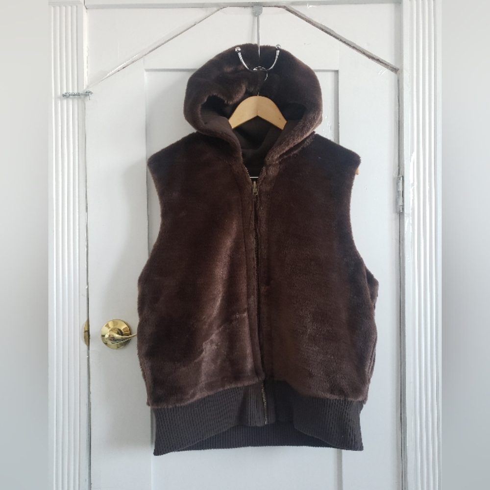 Old Navy Plush Reversible Hooded Sweater Vest Quality 2010s Womens XL